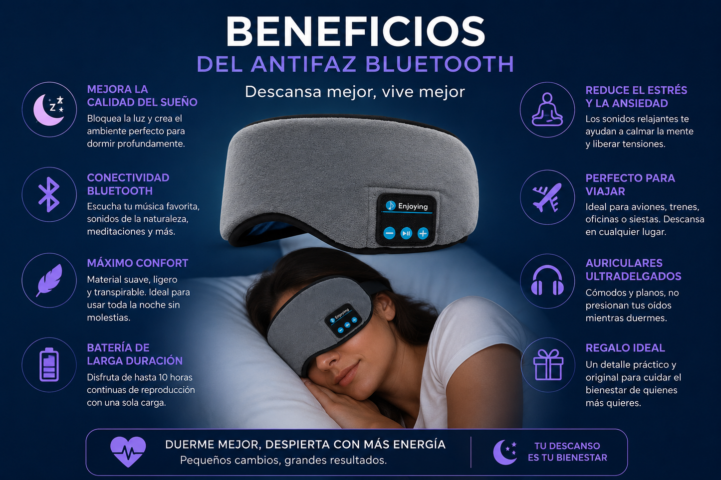 Antifaz Para Dormir con Bluetooth